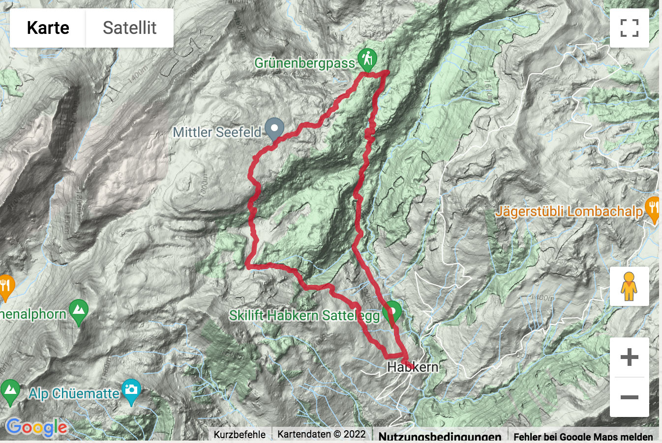 Übersichtskarte Bergwanderung von Habkern über den Grünenbergpass