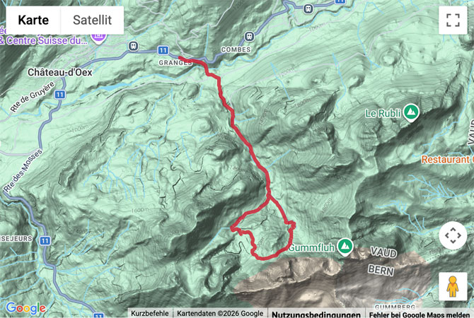 Routenskizze zur Rundwanderung im Naturschutzgebiet La Pierreuse