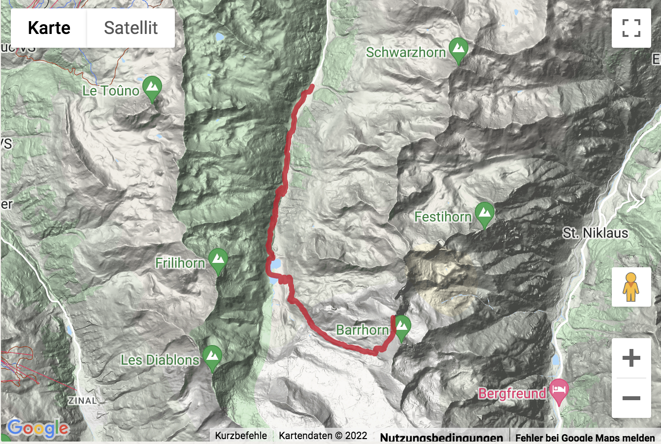 Übersichtskarte Gipfelwanderung aufs Üssers-Barrhorn (3'610 m)