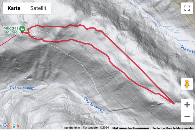 Google-Karte mit aufgezeichneter Route