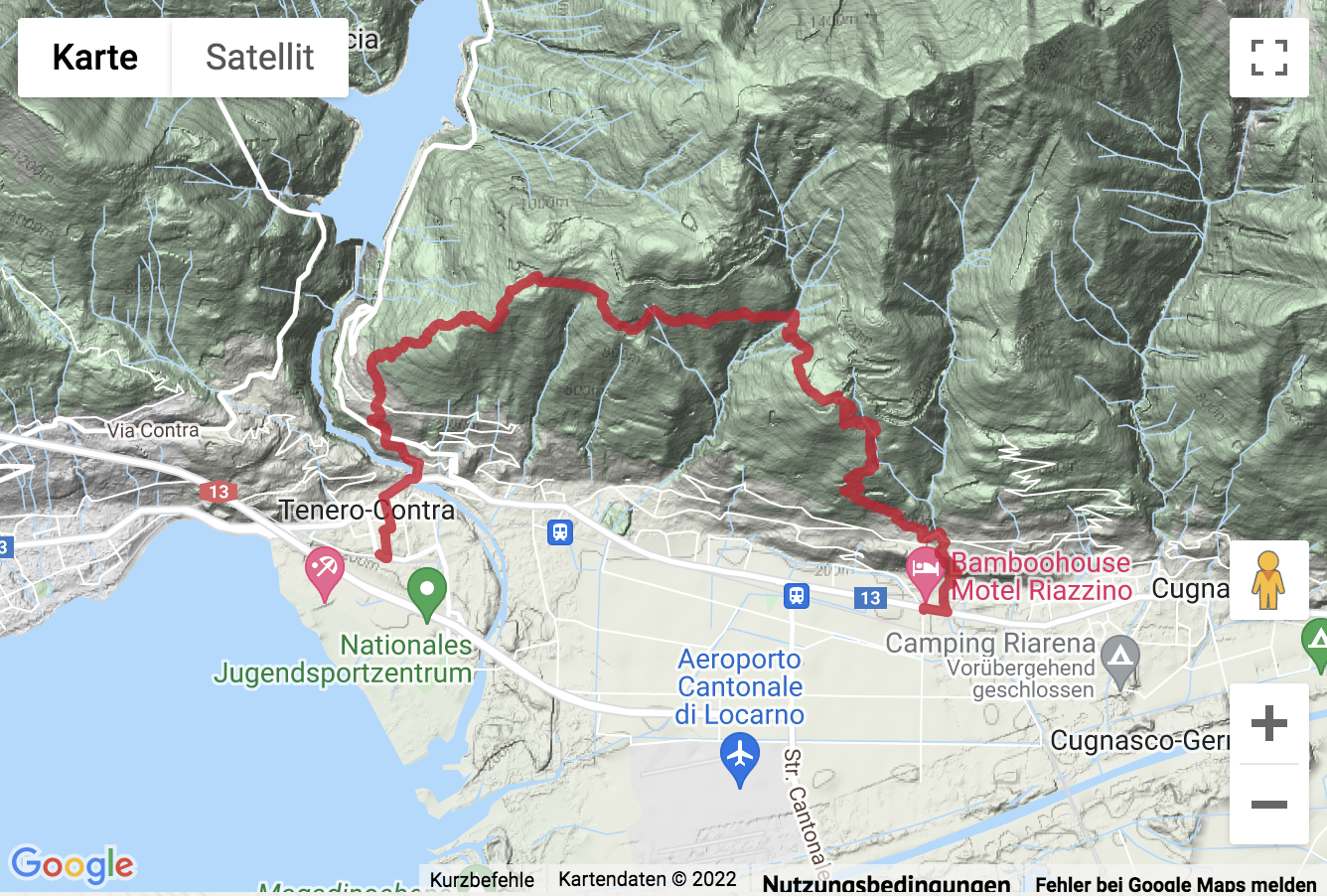 Übersichtskarte Bergwanderung von Riazzino nach Monti di Metri