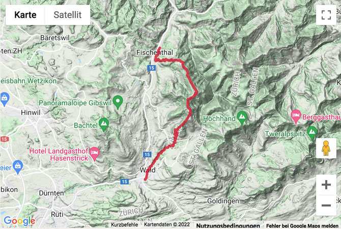 Übersichtskarte Wanderung über den Hüttchopf