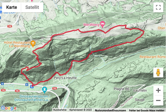 Carte de situation Rundwanderung von La Heutte über den Montoz