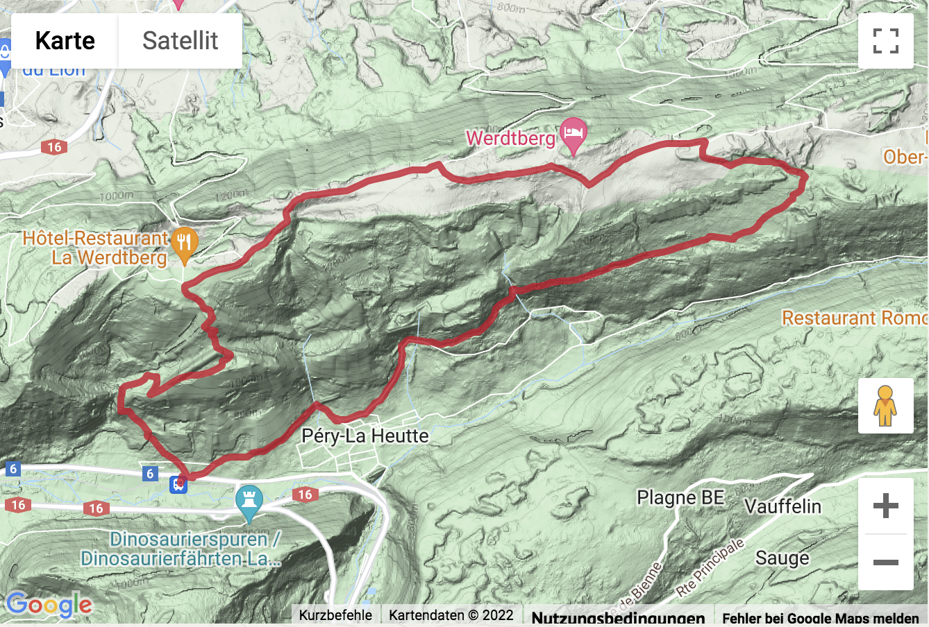 Übersichtskarte Ronde depuis La Heutte par le Montoz