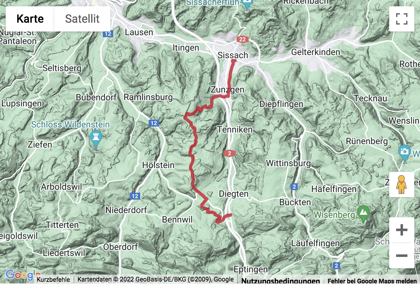 Carte de situation Randonnée panoramique dans le Jura bâlois