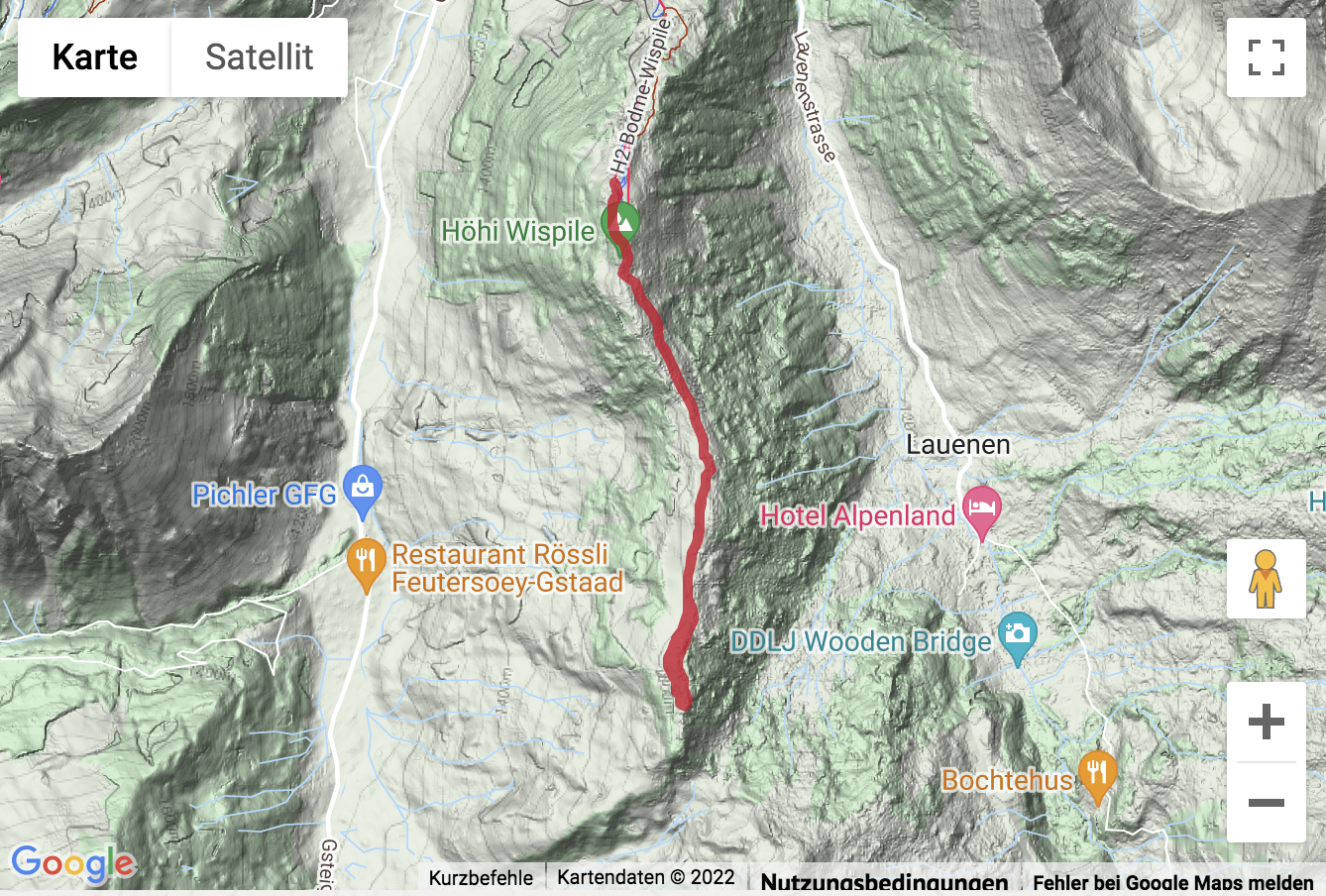 Übersichts-Routenkarte für die Winterwanderung auf dem Wispile Panorama Rundweg