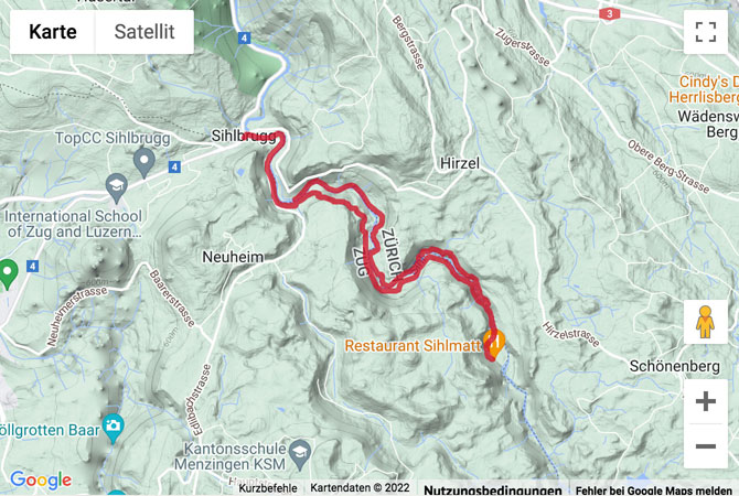 Übersichtskarte Uferwanderung an der Sihl