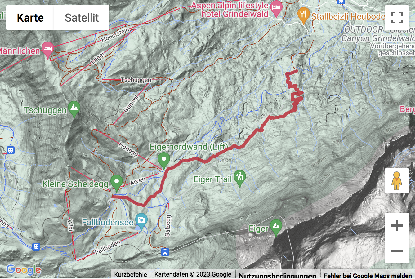 Carte Google avec l'itinéraire