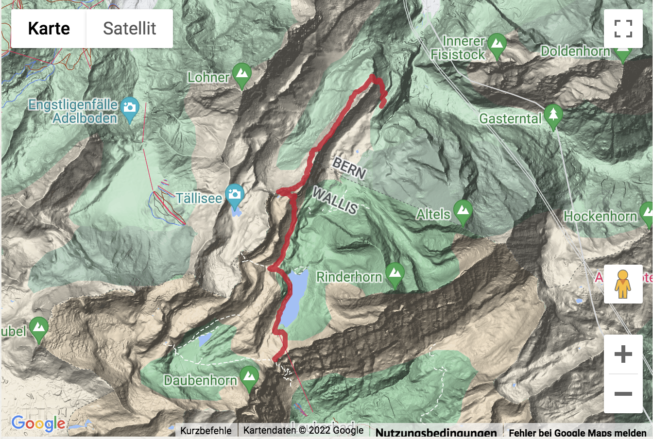 Übersichtskarte Bergwanderung über den Üschenegrat zum Gemmipass