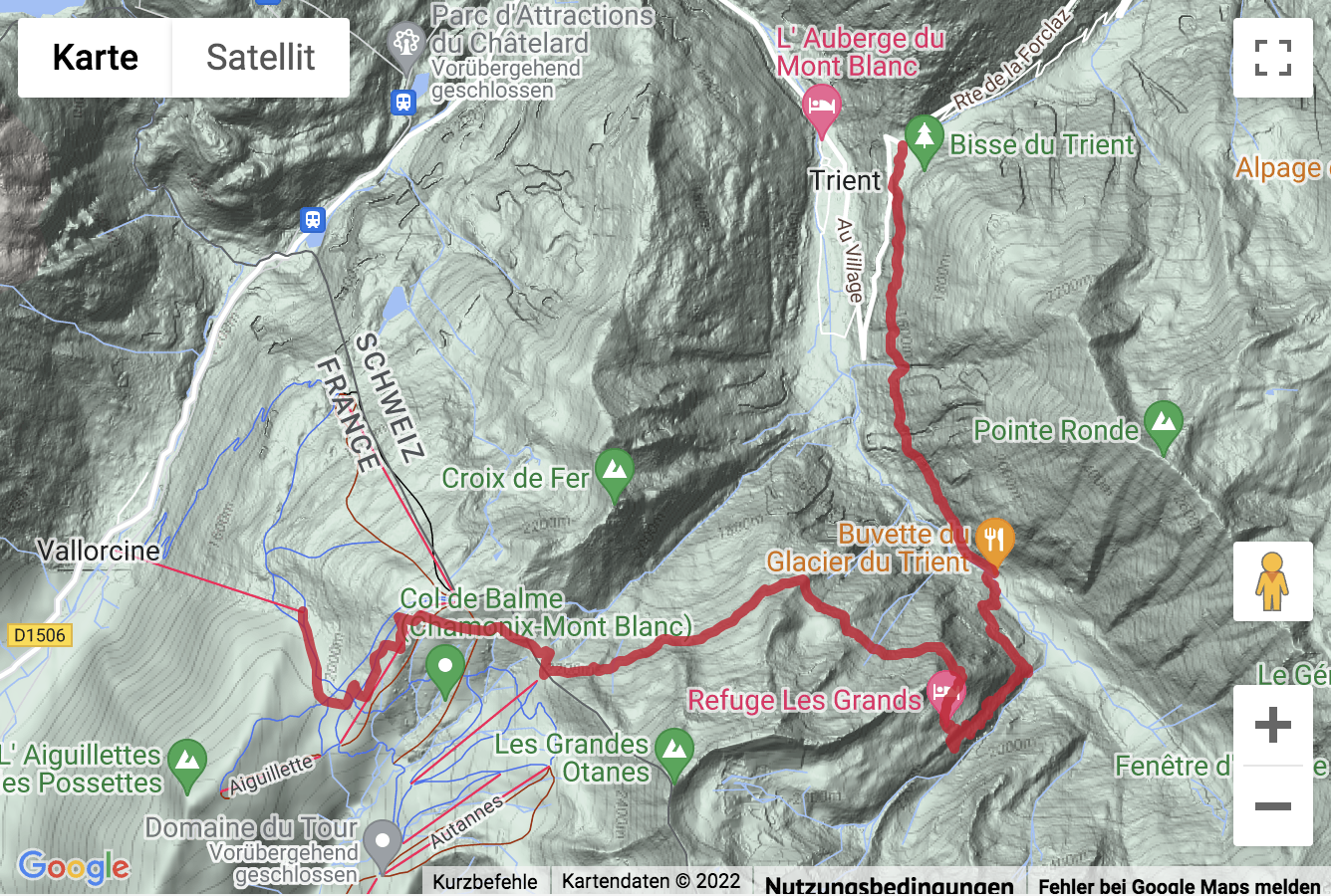 Übersichtskarte Bergwanderung über den Col de Balme