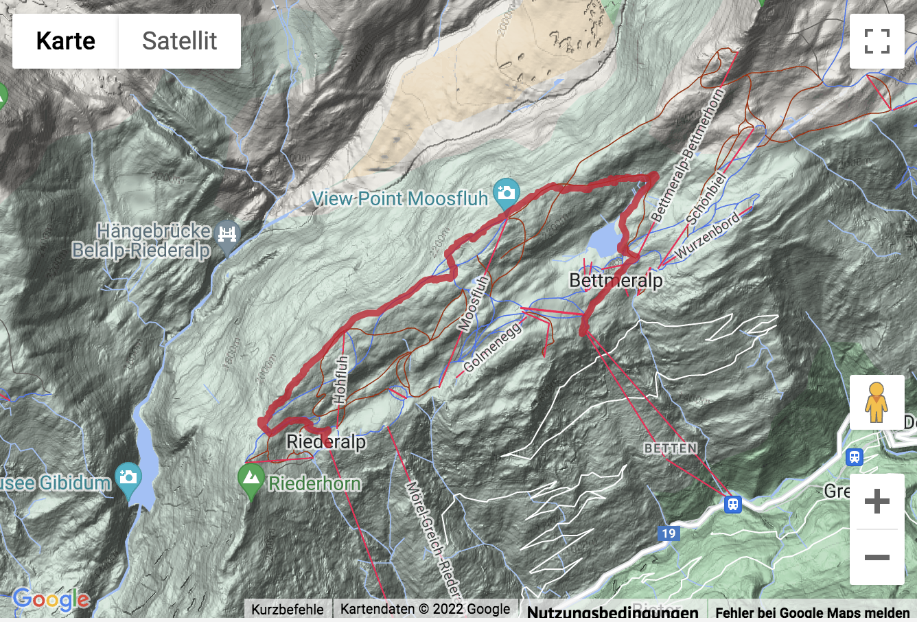 Carte de situation Panoramawanderung von der Riederalp über die Moosfluh