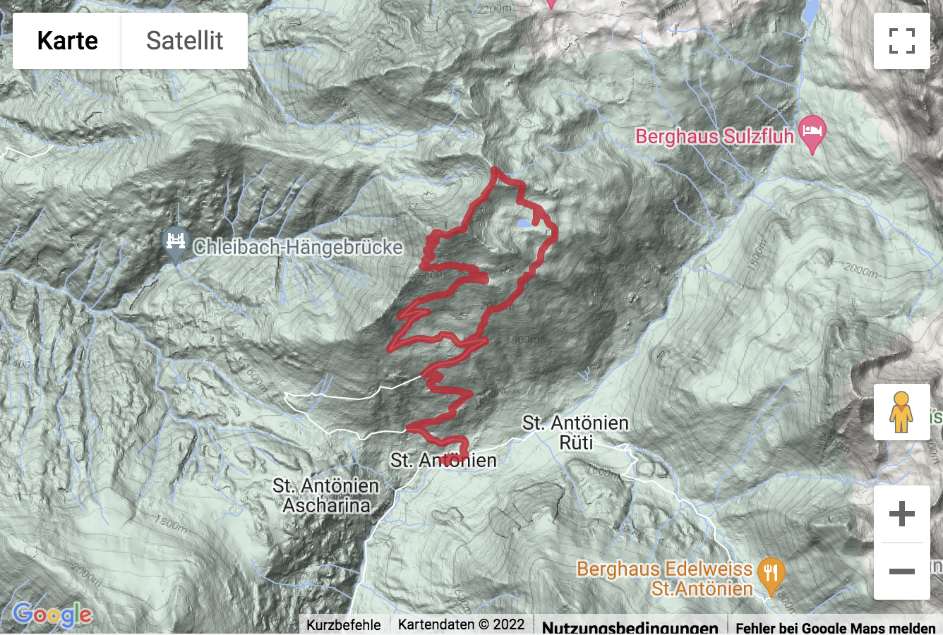 Übersichtskarte Prächtige Gipfelwanderung zum Chünihorn und zum Giraspitz