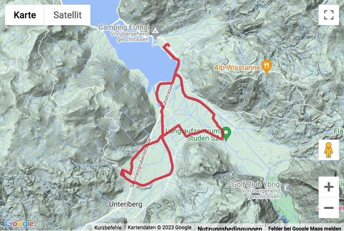 Google-Karte mit aufgezeichneter Route