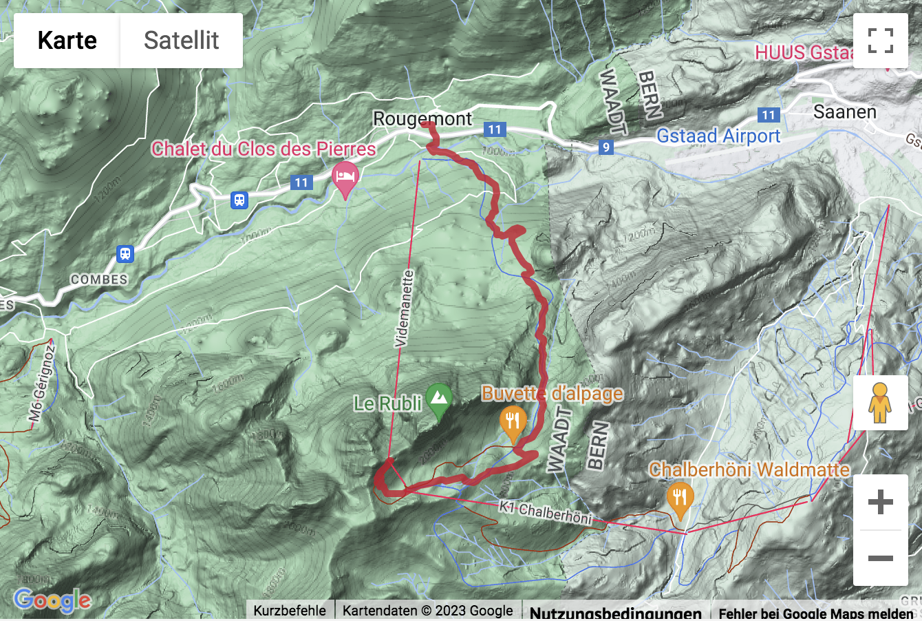 Carte de situation avec l'itinéraire pour la Randonnée de montagne à La Videmanette