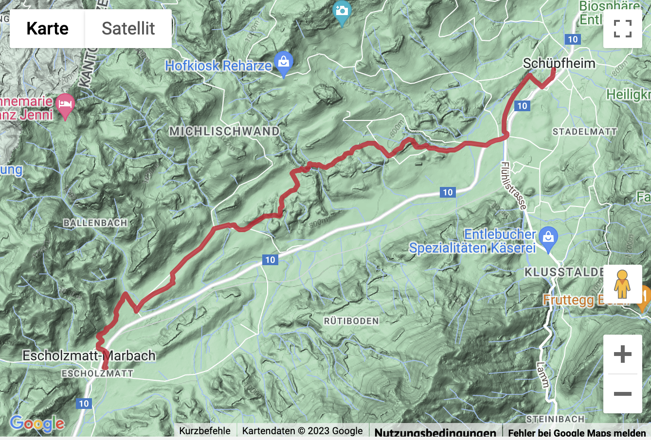 Übersichtskarte Wanderung von Escholzmatt nach Schüpfheim