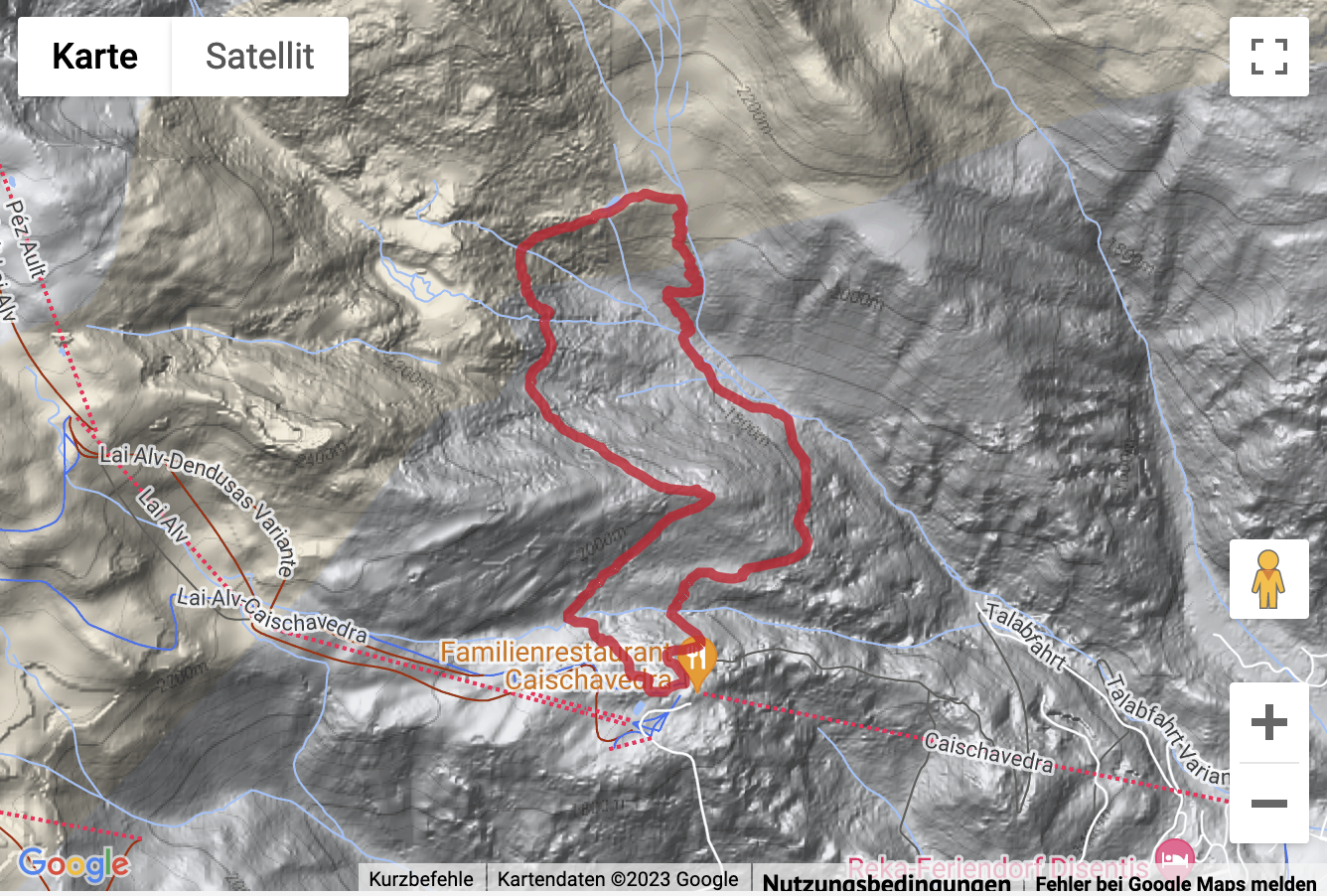 Übersichtskarte Bergwanderung von Caischavedra (Disentis) zum Lag Serein