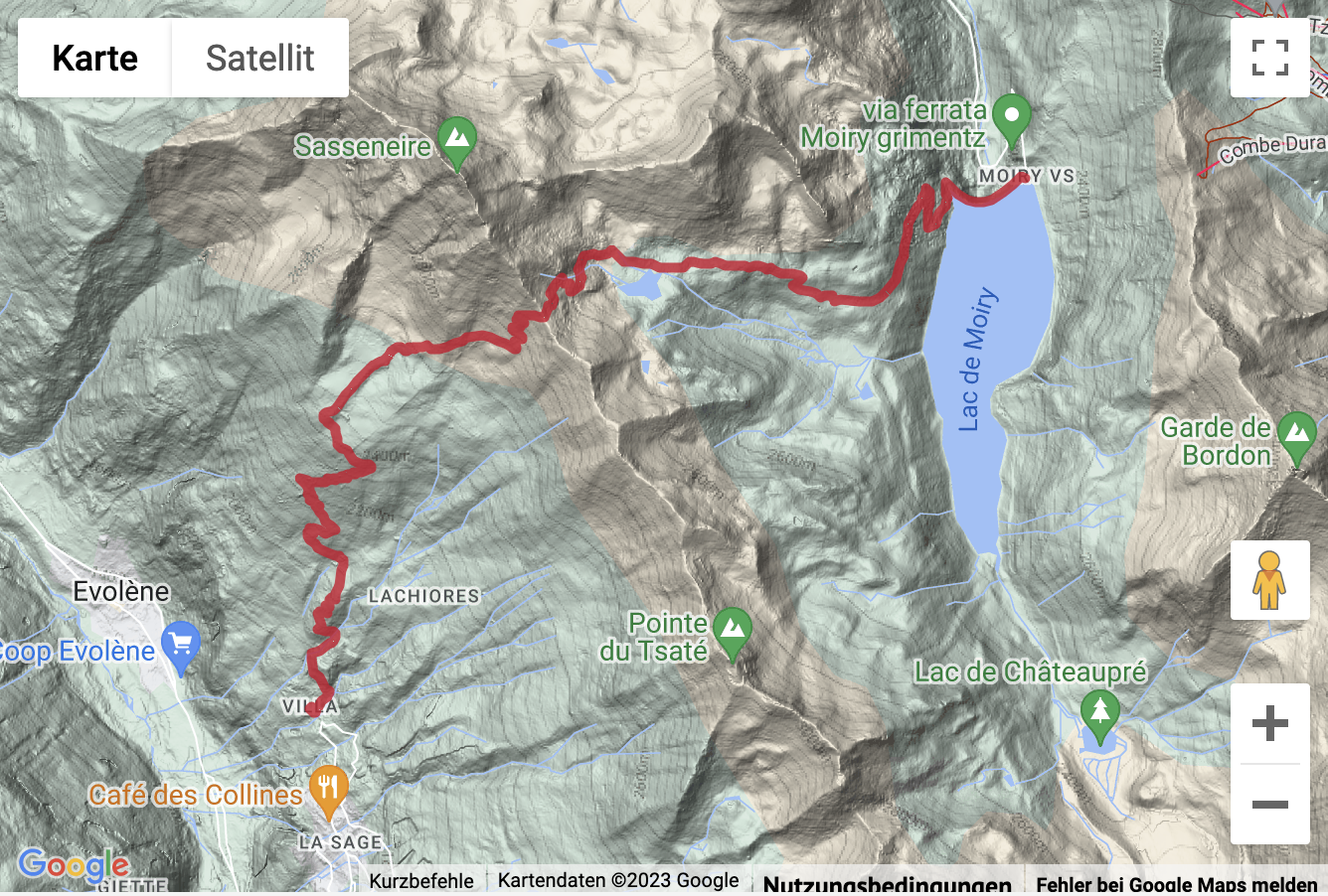 Übersichtskarte Bergwanderung über den Col de Torrent zum Lac de Moiry