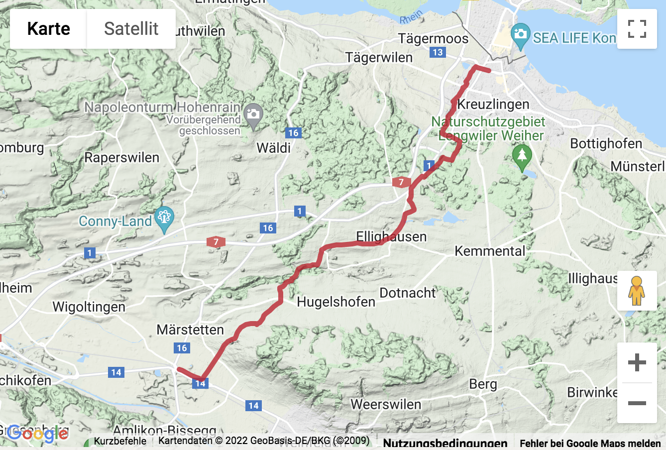 Übersichtskarte Pilgerwanderung auf dem Schwabenweg