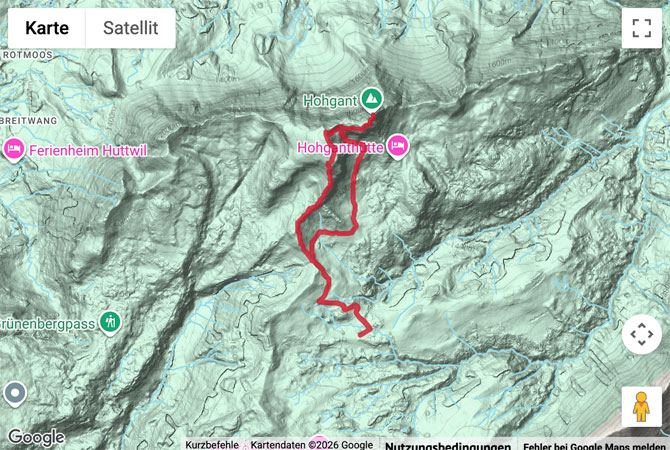 Routenskizze zur Gipfelwanderung auf den Hohgant und zum Furggegütsch