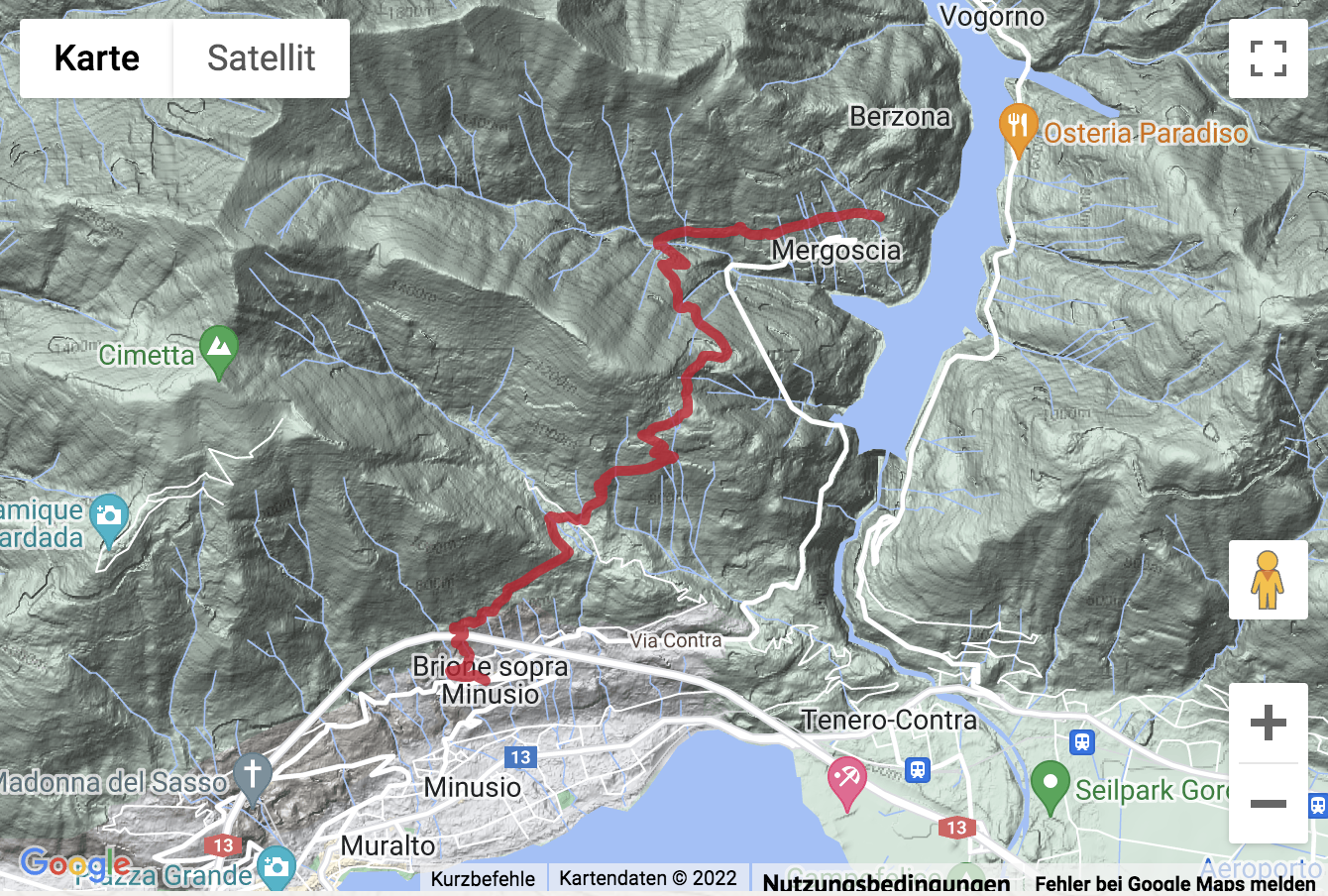 Carte de situation Wanderung von Mergoscia über den Monti di Lego