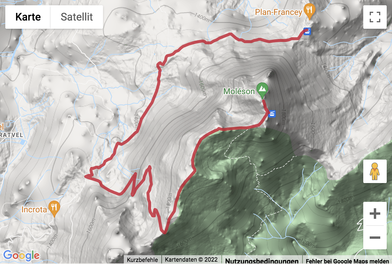Übersichtskarte Gipfelwanderung zum Moléson