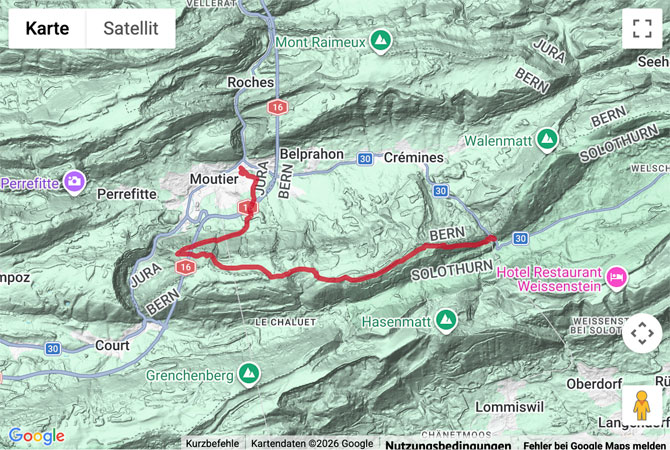 Routenskizze zur Wanderung über den Oberdörferberg und über die Graitery