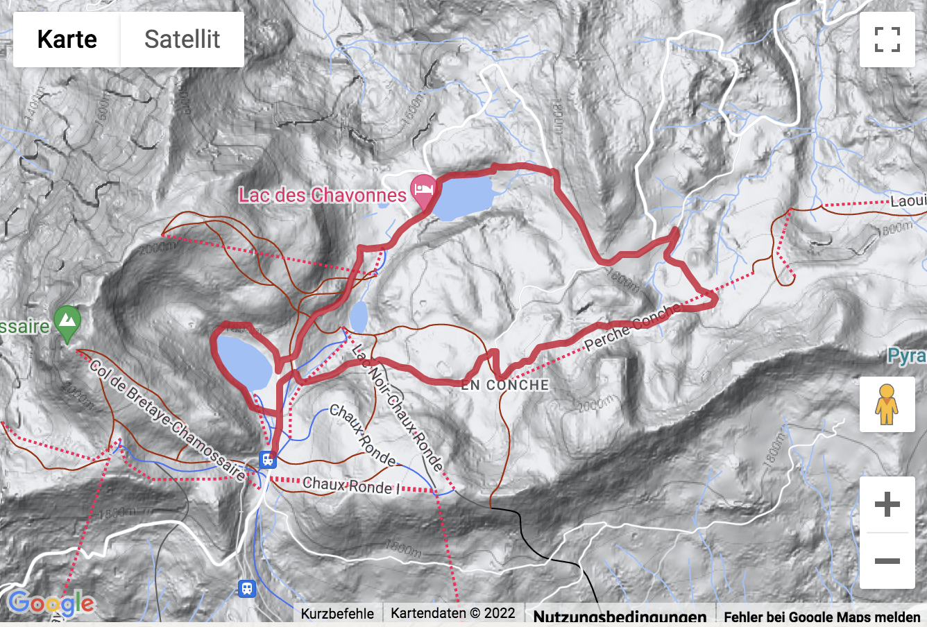 Carte de situation Wanderung von Bretaye zum Lac des Chavonnes