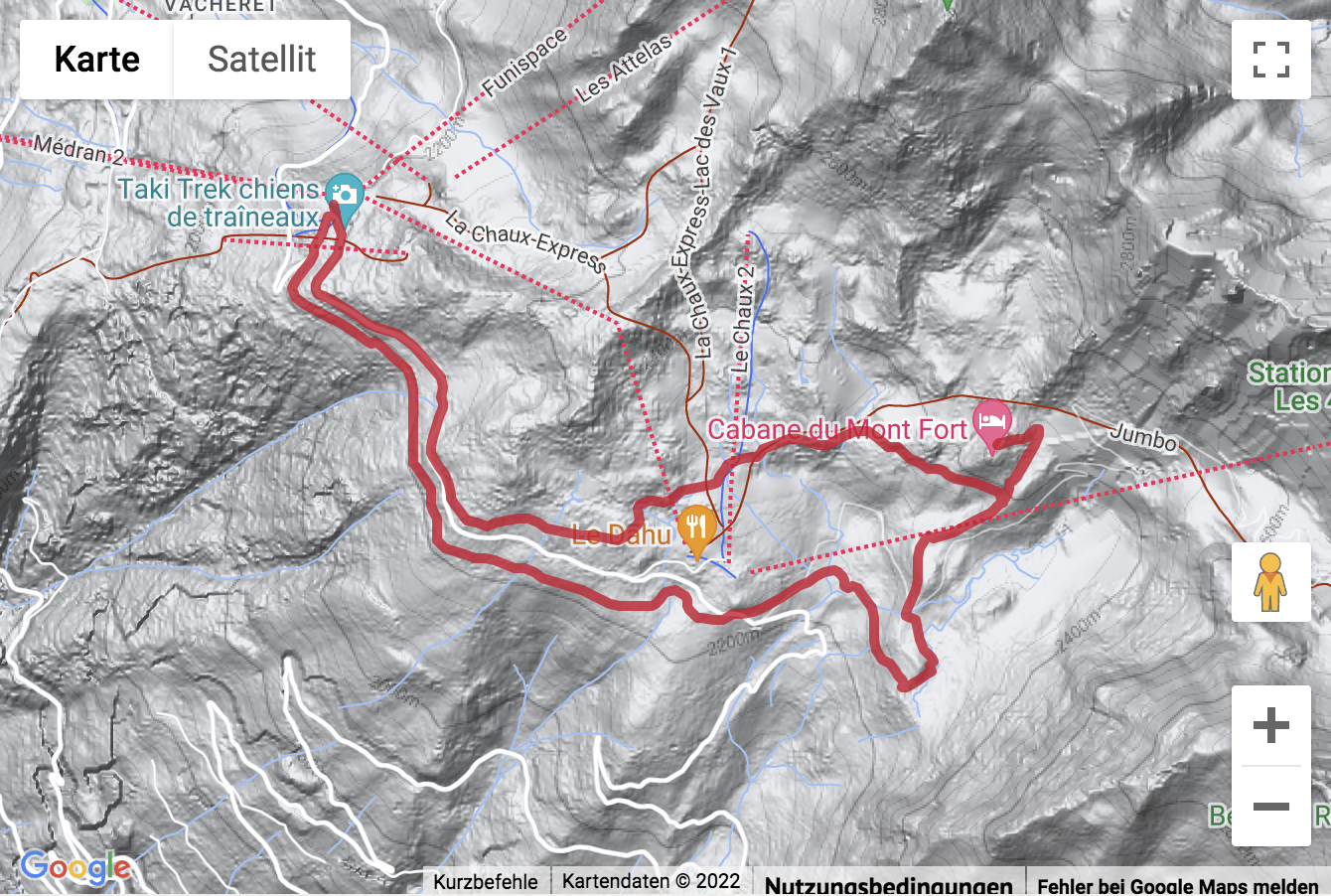 Übersichtskarte Höhenwanderung an der Bisse du Levron