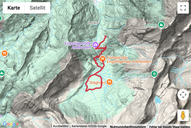 Routenskizze zur Bergwanderung von Unter dem Birg auf die Engstligenalp