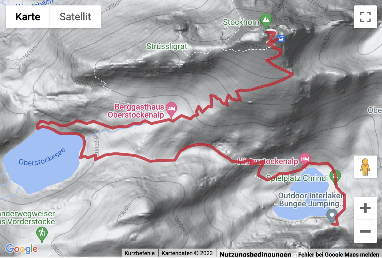 Übersichtskarte Bergwanderung vom Chrindi aufs Stockhorn