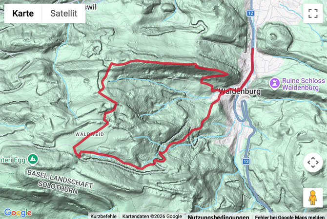 Routenskizze zur Wanderung über die Richtiflue hinauf zur Waldweid