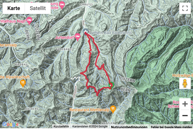 Übersichtskarte Rundwanderung von Luthern Bad zum Napf
