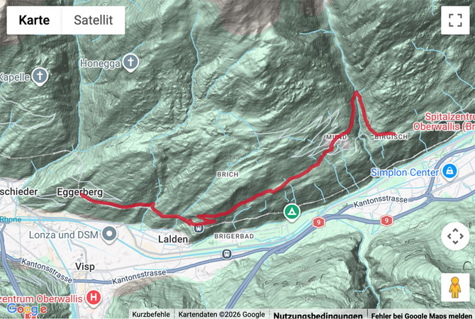 Routenskizze zur Wanderung zur Safranhochburg Mund