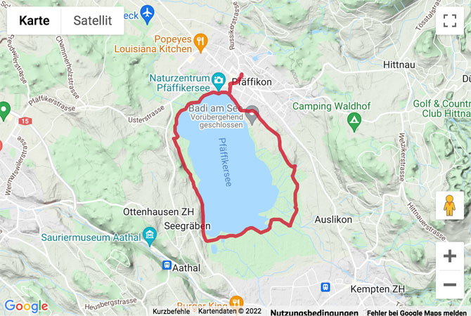 Carte de situation Wanderung rund um den Pfäffikersee