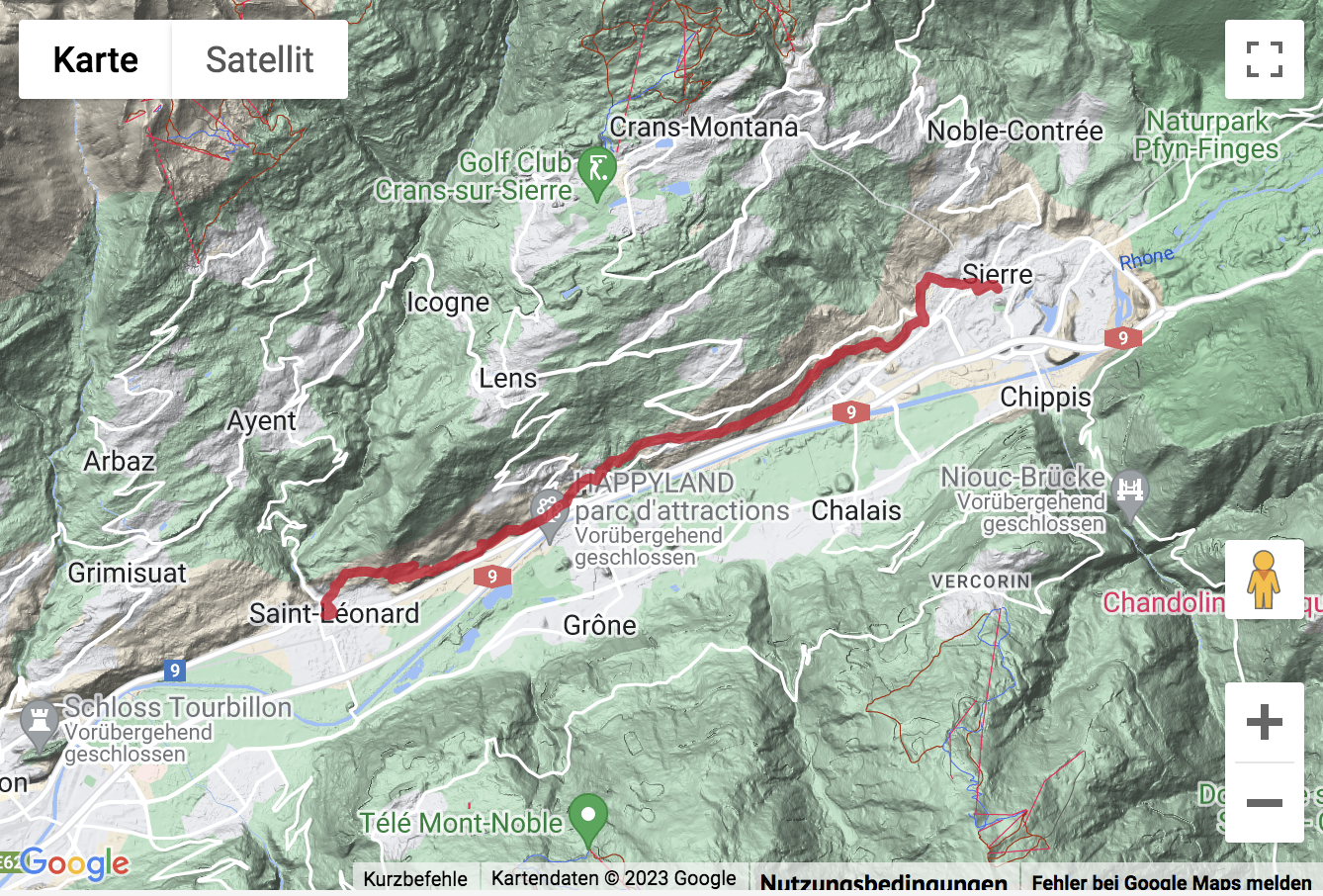 Übersichtskarte Randonnée dans les vignobles du Bas Valais