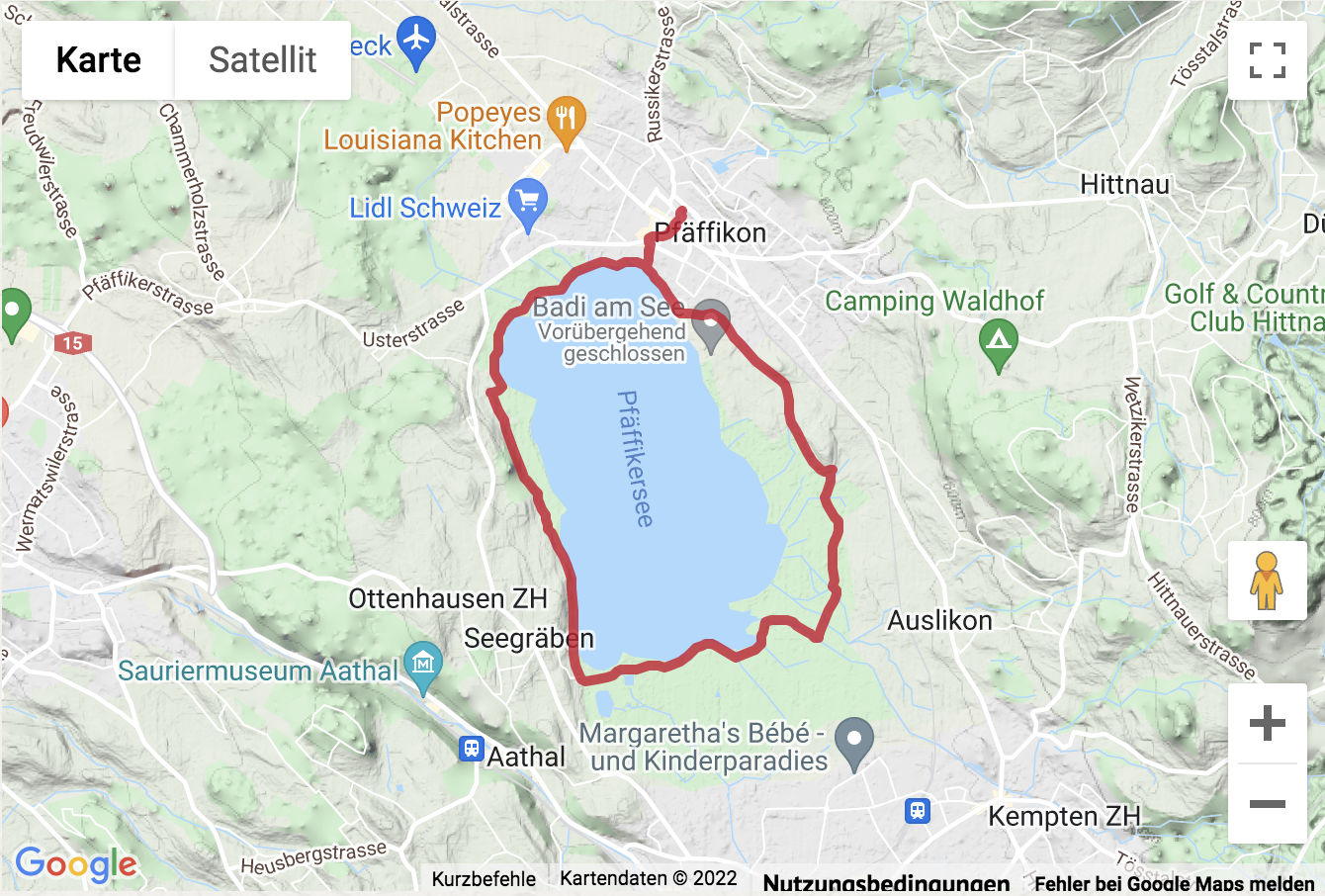 Übersichtskarte Randonnée autour le lac de Pfäffikon