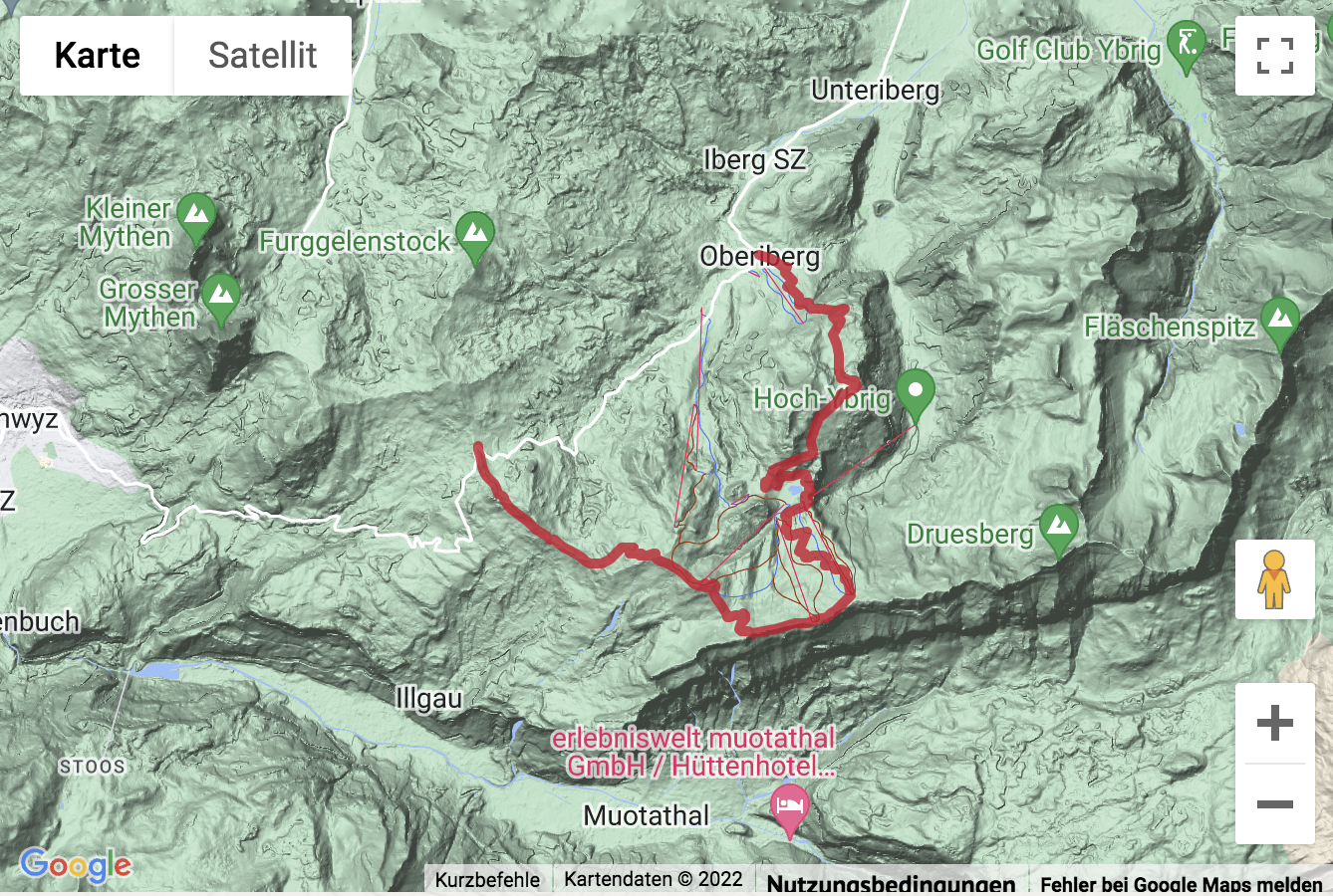 Übersichtskarte Höhenwanderung von der Ibergeregg nach Oberiberg