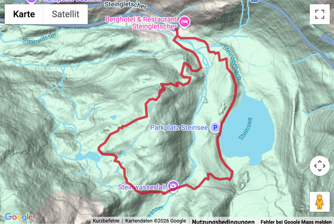 Routenskizze zur Wanderung Gletscherpfad Steinalp