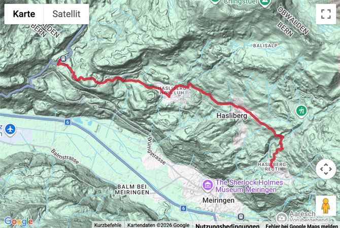Routenskizze zur Wanderung Panoramaweg Hasliberg