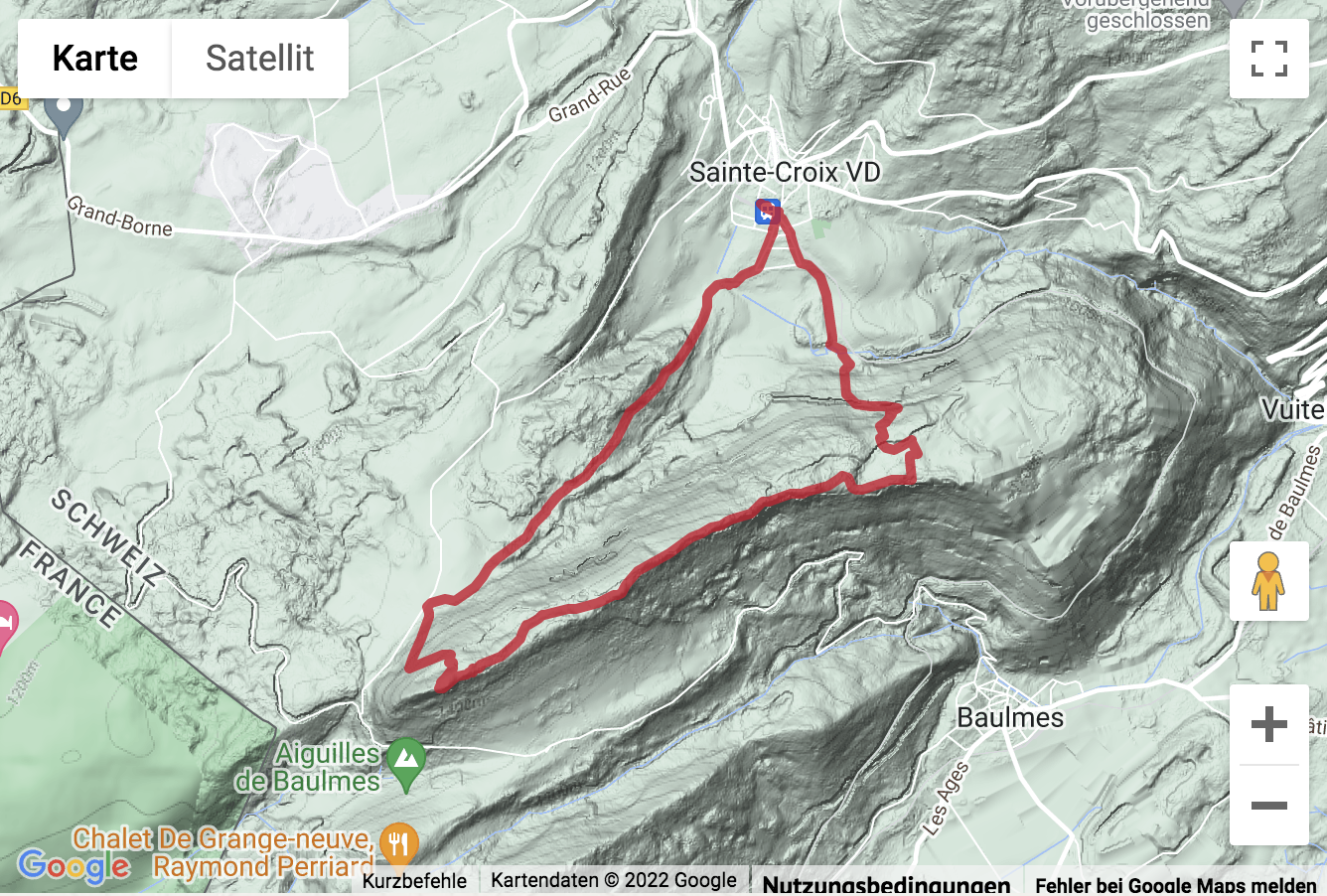 Übersichtskarte Gratwanderung über die Aiguilles de Baulmes