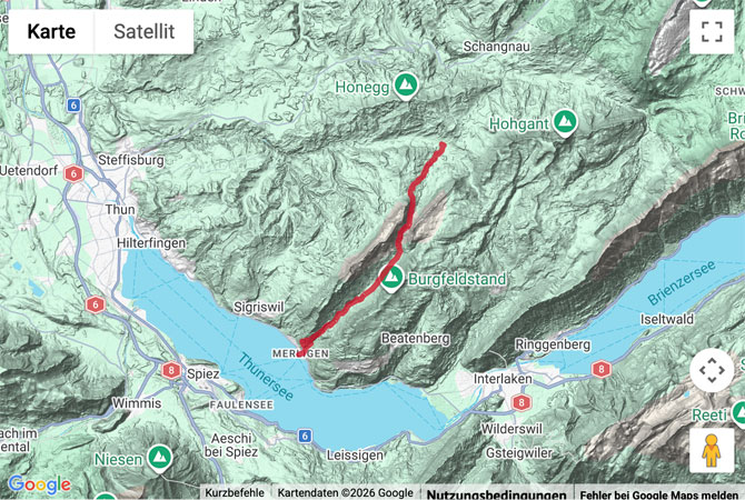 Routenskizze zur Bergwanderung vom Innereriz über den Sichlepass