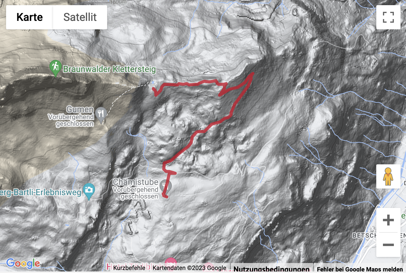 Übersichts-Routenkarte für die Winterwanderung vom Grotzenbüel zum Seblengrat