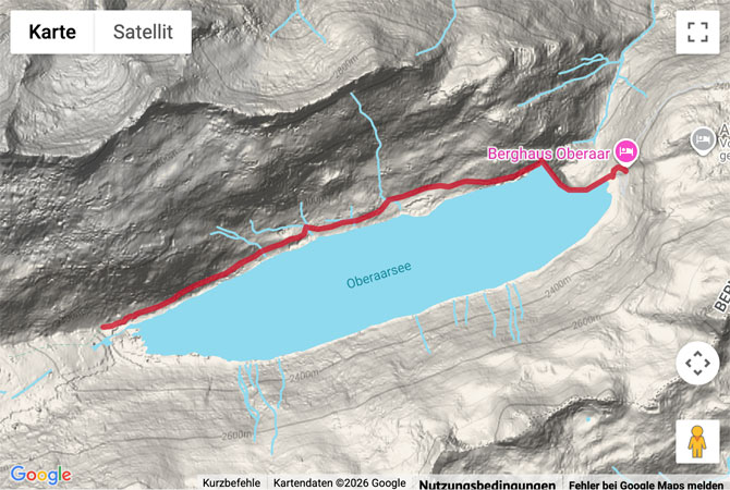 Routenskizze zur Wanderung zum Oberaargletscher