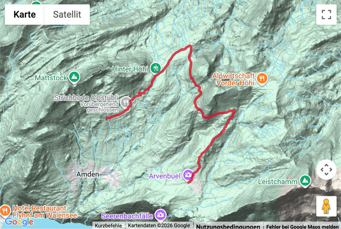 Routenskizze zur Rundwanderung auf dem Amdener Höhenweg