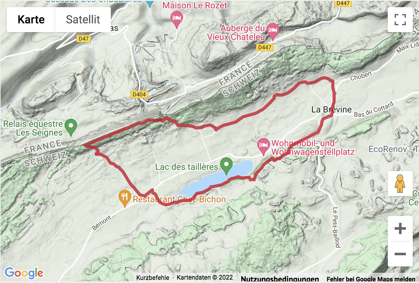 Übersichtskarte Wanderung rund um den Lac des Taillères