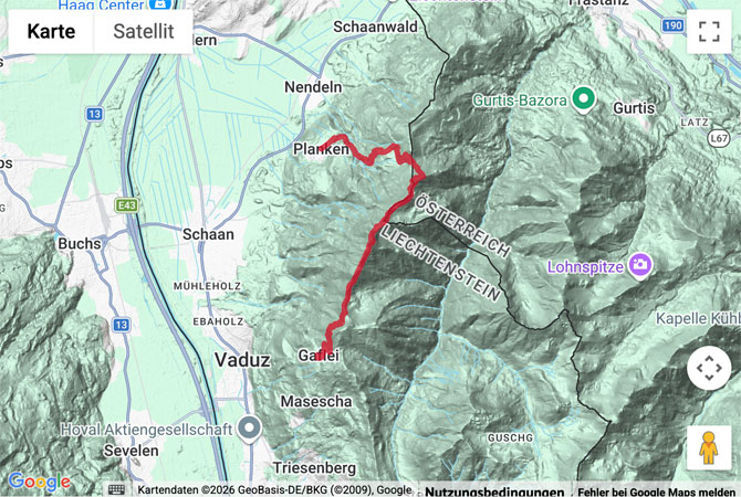 Routenskizze zur Fürstensteig Wanderung