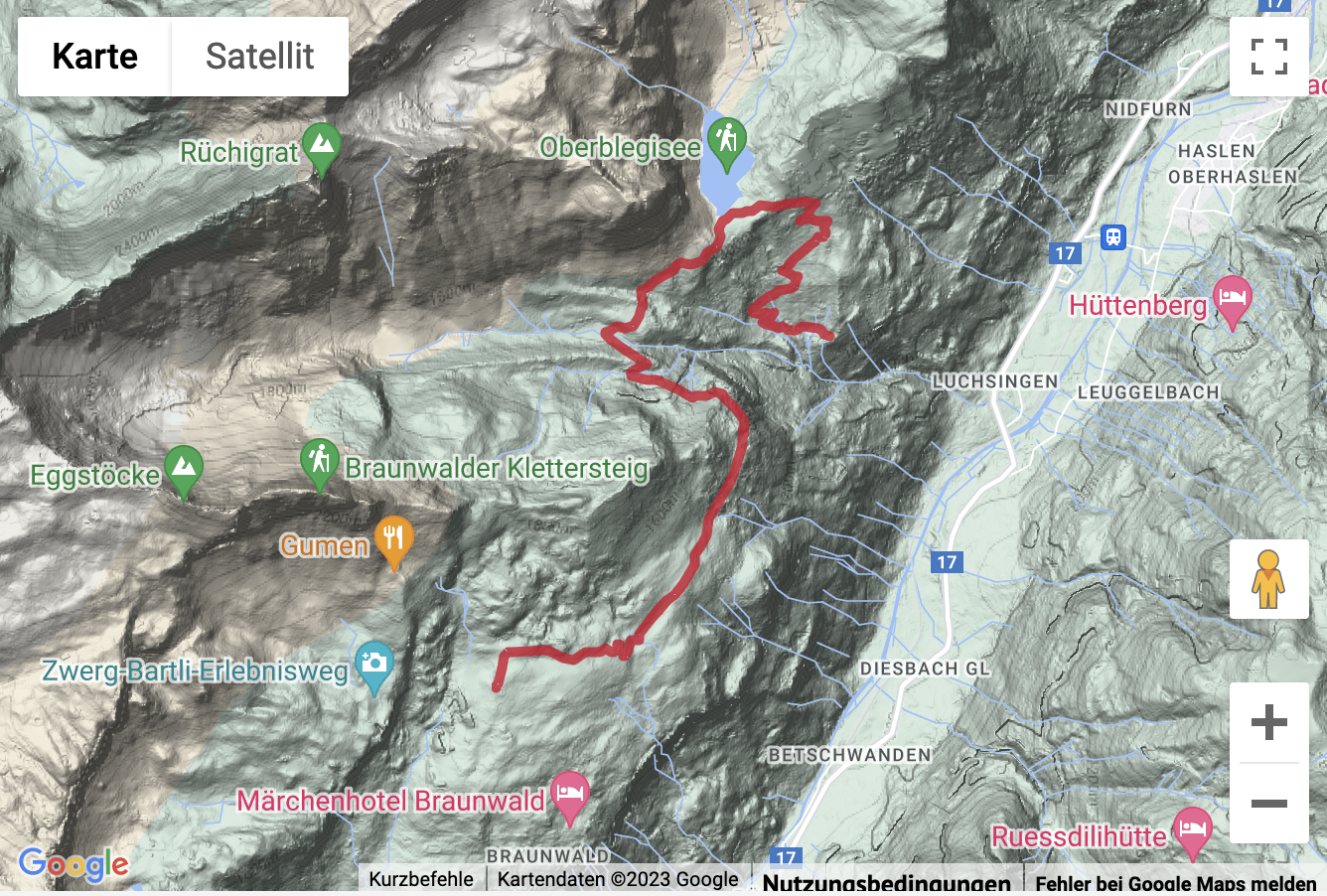 Übersichtskarte Wanderung vom Grotzenbüel zum Oberblegisee
